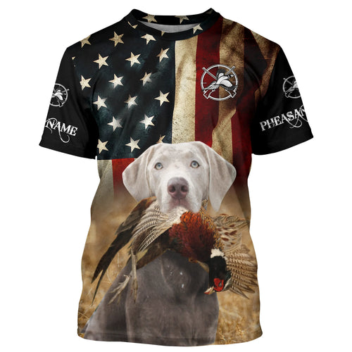 Silver Labrador Retriever Pheasant Hunting Dogs custom American flag Shirts, Hunting gifts FSD3874