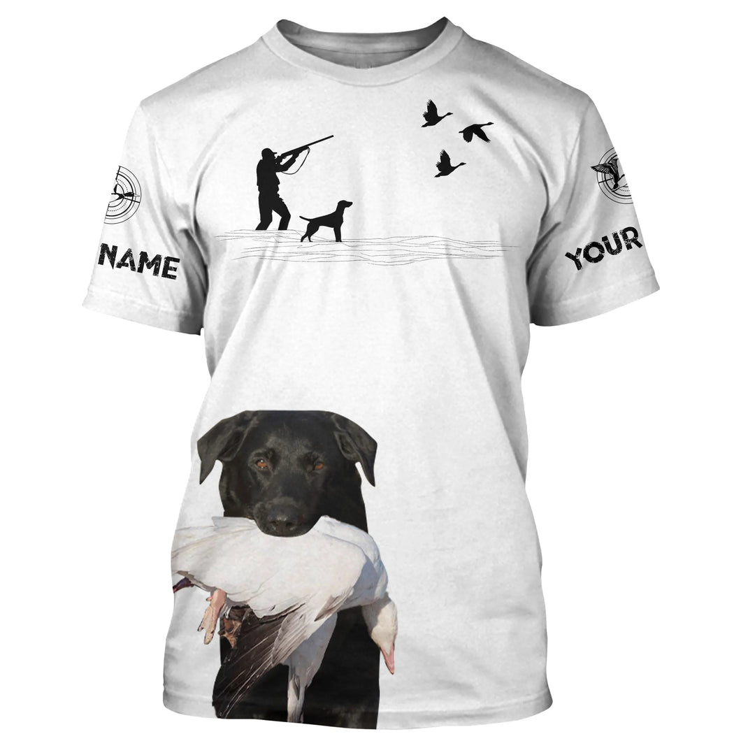 Snow Goose Hunting Clothes with dog Black Labs white Shirts Hoodie, Personalized waterfowl clothes FSD3912