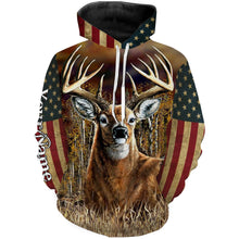 Load image into Gallery viewer, Deer Hunting american flag patriotic Custom Name 3D All over print shirts Plus Size NQS820