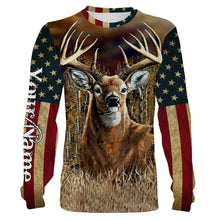 Load image into Gallery viewer, Deer Hunting american flag patriotic Custom Name 3D All over print shirts Plus Size NQS820