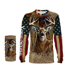 Load image into Gallery viewer, Deer Hunting american flag patriotic Custom Name 3D All over print shirts Plus Size NQS820