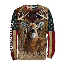 Load image into Gallery viewer, Deer Hunting american flag patriotic Custom Name 3D All over print shirts Plus Size NQS820