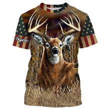 Load image into Gallery viewer, Deer Hunting american flag patriotic Custom Name 3D All over print shirts Plus Size NQS820