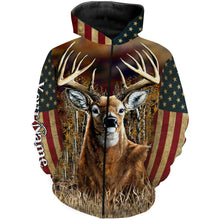 Load image into Gallery viewer, Deer Hunting american flag patriotic Custom Name 3D All over print shirts Plus Size NQS820