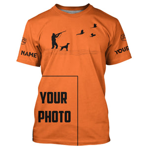 Custom Photo of Hunting Dog orange shirts for Bird Hunters FSD3914