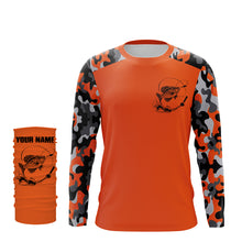 Load image into Gallery viewer, Custom Name Crappie Fishing Camouflage Orange Performance Fishing Shirt, Crappie Fishing Jerseys FSD2476