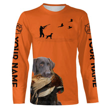 Load image into Gallery viewer, Chocolate Labs Pheasant Hunting custom name orange Shirts for Pheasant Hunters FSD3916