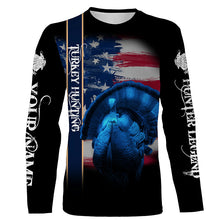 Load image into Gallery viewer, Turkey Hunting American flag Custom Name 3D All over print Shirts, USA 4th of July hunting gifts FSD3718