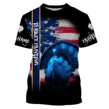 Load image into Gallery viewer, Turkey Hunting American flag Custom Name 3D All over print Shirts, USA 4th of July hunting gifts FSD3718