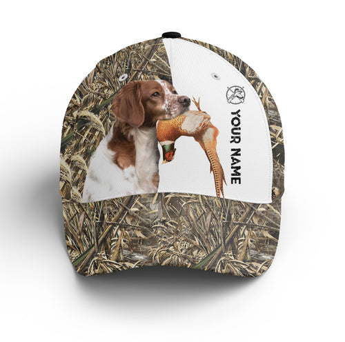 Pheasant hunting with Brittany Spaniel 3D camo Custom Name hunting hat Adjustable Unisex hunting Baseball hat FSD2718