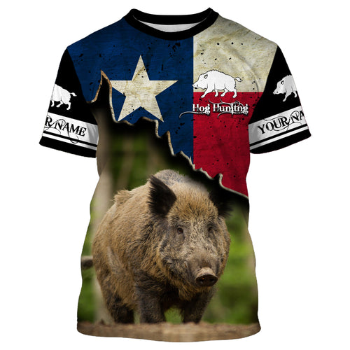 Hog Hunting Texas flag Custom Name 3D All over print Shirts - Personalized Hog Wild Boar Hunting gifts FSD3055