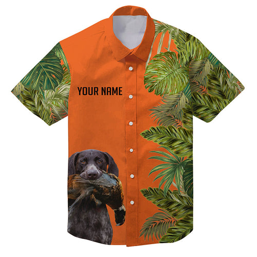Custom Name Tropical Leaves Hawaiian Shirts With Many Hunting Dog Breeds to Choose, Personalized Gifts FSD4182