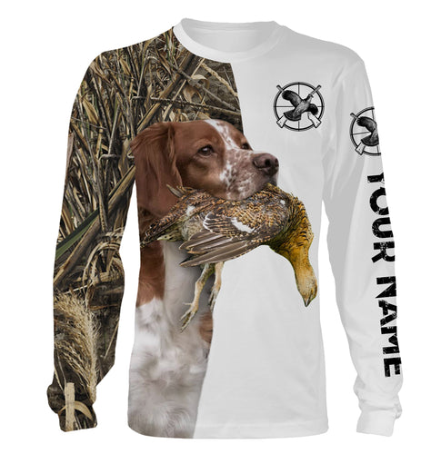 Grouse Hunting with American Brittany spaniel custom Name All over print Shirts, Brittany Gun Dog - Personalized hunting Gifts FSD2734