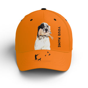 Bobwhite Quail Hunting Blaze Orange Custom name Hat for Men, Choose hunting dog breeds FSD4005