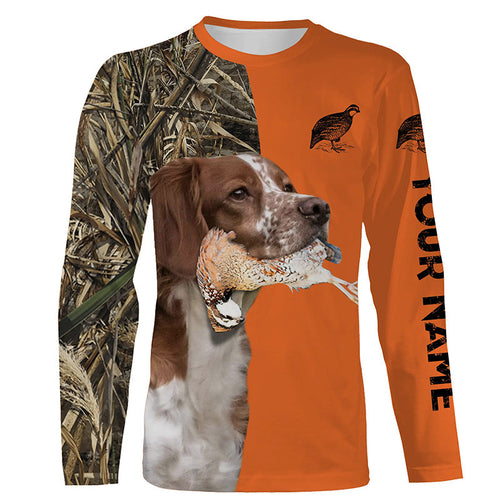 Quail hunting with Brittany dog custom bird hunting shirts, Personalized gifts FSD3732