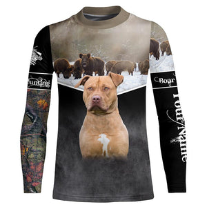 Terrier Pitbull Hog hunting with Dogs custom Name 3D All over printed Shirts, Hoodie FSD3857