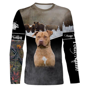 Terrier Pitbull Hog hunting with Dogs custom Name 3D All over printed Shirts, Hoodie FSD3857