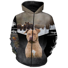 Load image into Gallery viewer, Terrier Pitbull Hog hunting with Dogs custom Name 3D All over printed Shirts, Hoodie FSD3857