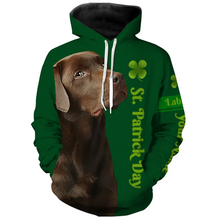 Load image into Gallery viewer, Dog St Patrick&#39;s day Shirts chocolate Labrador Retriever custom name All over printed T-shirt, Hoodie FSD3896