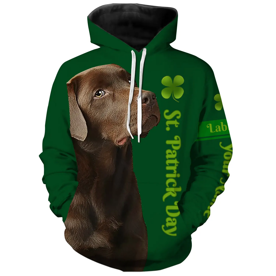 Dog St Patrick's day Shirts chocolate Labrador Retriever custom name All over printed T-shirt, Hoodie FSD3896