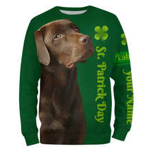 Load image into Gallery viewer, Dog St Patrick&#39;s day Shirts chocolate Labrador Retriever custom name All over printed T-shirt, Hoodie FSD3896