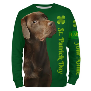 Dog St Patrick's day Shirts chocolate Labrador Retriever custom name All over printed T-shirt, Hoodie FSD3896