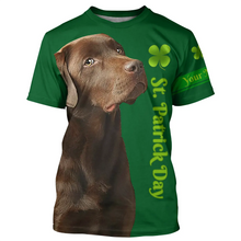 Load image into Gallery viewer, Dog St Patrick&#39;s day Shirts chocolate Labrador Retriever custom name All over printed T-shirt, Hoodie FSD3896