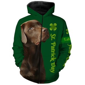 Dog St Patrick's day Shirts chocolate Labrador Retriever custom name All over printed T-shirt, Hoodie FSD3896