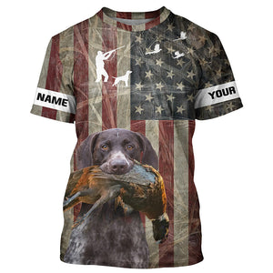 German Shorthaired Pointer dog Pheasant hunting Patriotic American flag custom Name all over print Shirts FSD4104