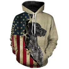 Load image into Gallery viewer, Black German Shorthaired Pointer American flag T-shirt, Hoodie - Custom Dog lover Shirt FSD3943