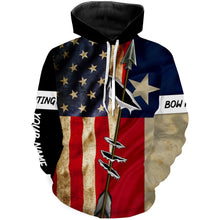 Load image into Gallery viewer, Archery Bowhunting USA and Texas flag custom Name All over printed Shirts, Hoodie - Personalized Gifts FSD3092