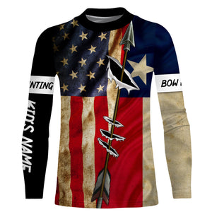 Archery Bowhunting USA and Texas flag custom Name All over printed Shirts, Hoodie - Personalized Gifts FSD3092