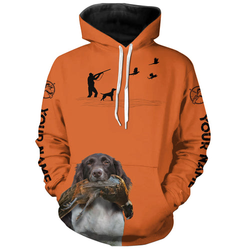Small Munsterlander Dog Pheasant Hunting Custom name Orange Shirts for Upland hunters FSD4017