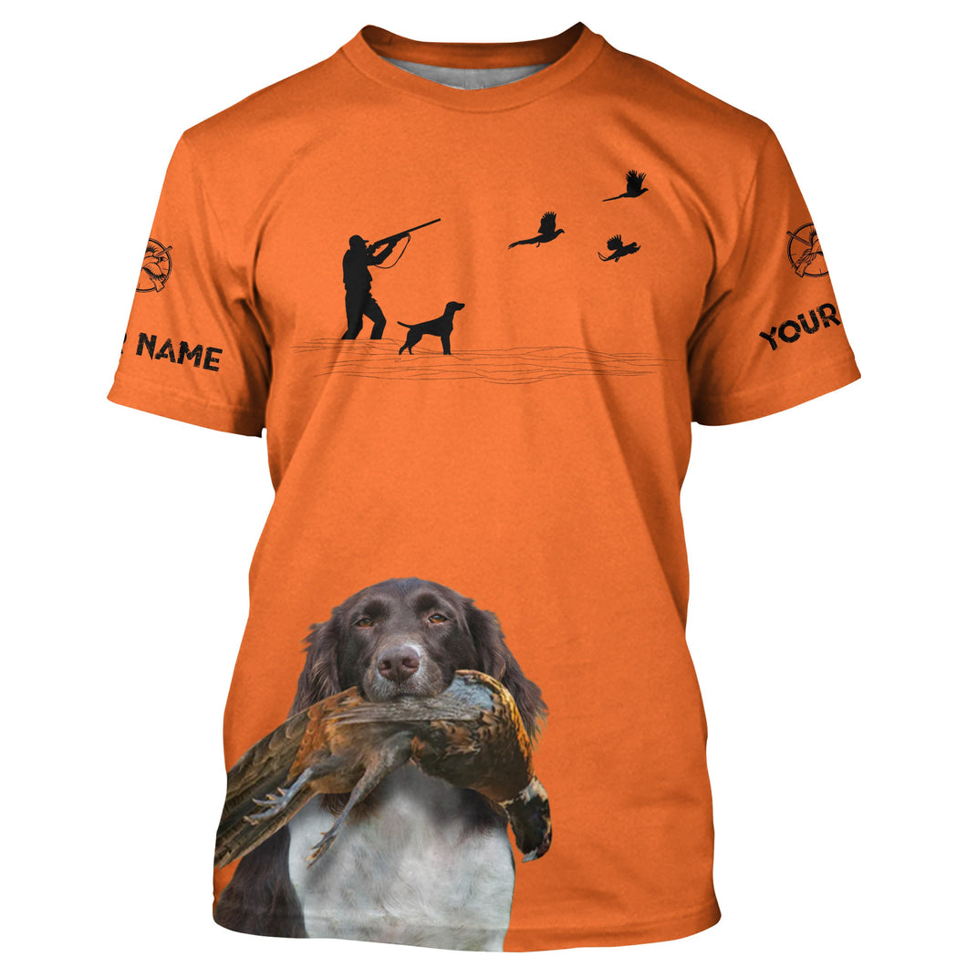 Small Munsterlander Dog Pheasant Hunting Custom name Orange Shirts for Upland hunters FSD4017