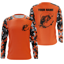 Load image into Gallery viewer, Custom Name Bass Fishing Camouflage Orange Performance Fishing Shirt, Bass Fishing Jerseys  FSD2272