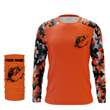Load image into Gallery viewer, Custom Name Bass Fishing Camouflage Orange Performance Fishing Shirt, Bass Fishing Jerseys  FSD2272