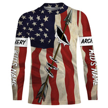 Load image into Gallery viewer, Archery Bow Hunting American flag custom Name 3D All over printed Shirts - Personalized Archers Gifts FSD3539