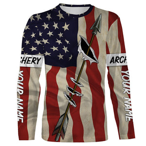Archery Bow Hunting American flag custom Name 3D All over printed Shirts - Personalized Archers Gifts FSD3539