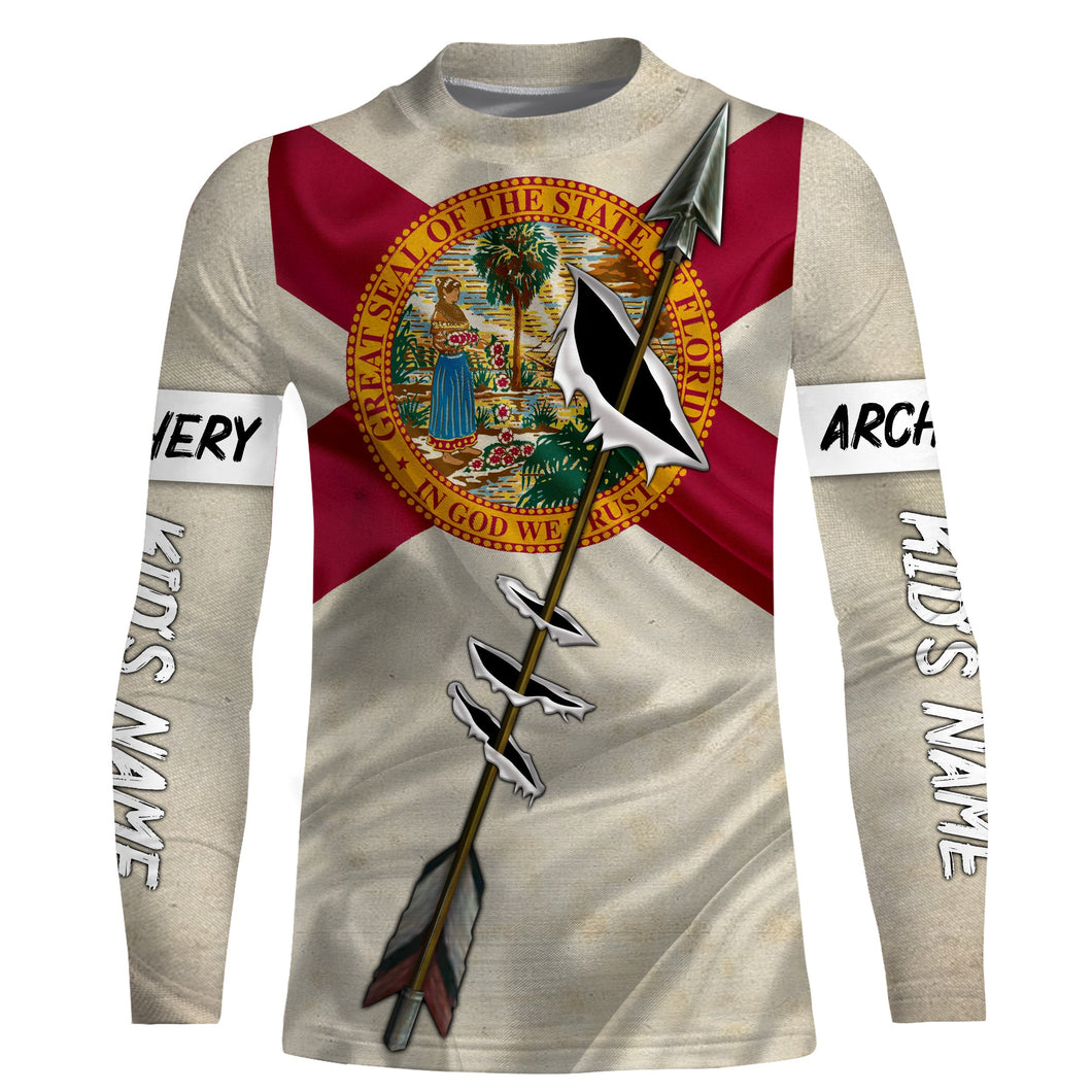 Archery Bow Hunting Florida flag custom Name 3D All over print Shirt, Archers Gifts for Adult and Kid FSD3542