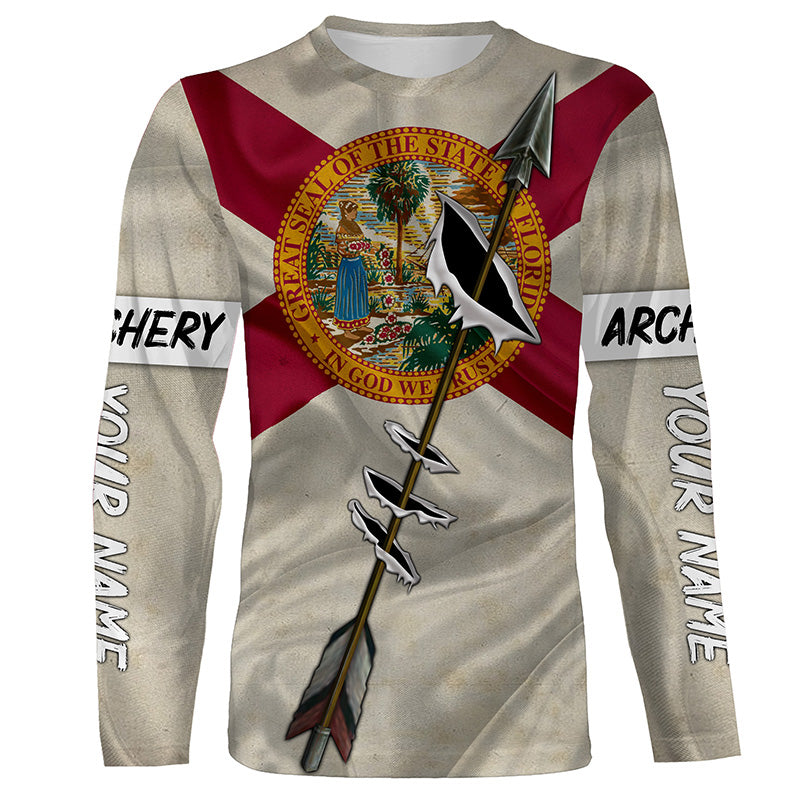 Archery Bow Hunting Florida flag custom Name 3D All over print Shirt, Archers Gifts for Adult and Kid FSD3542