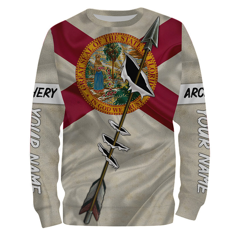 Archery Bow Hunting Florida flag custom Name 3D All over print Shirt, Archers Gifts for Adult and Kid FSD3542