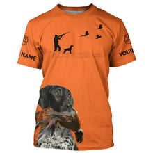 Load image into Gallery viewer, Black German Shorthaired Pointer Dog Pheasant Hunting Custom name Orange Shirts for Upland hunters FSD3958