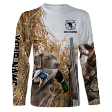 Load image into Gallery viewer, Duck hunting with Dog Silver Labs Custom Name All over print Shirts, Duck hunting gifts FSD4020