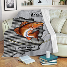 Load image into Gallery viewer, Custom Redfish Fishing fleece blanket - fishing gift idea for Men FSD3563 D06