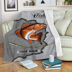 Custom Redfish Fishing fleece blanket - fishing gift idea for Men FSD3563 D06