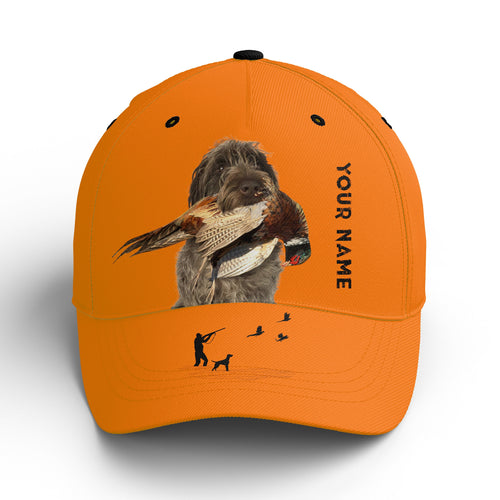 Hunting Dogs Pheasant Hunting Blaze Orange Custom Name Hat for Men, Choose hunting dog breeds FSD3967