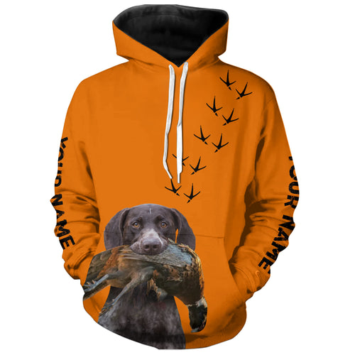 German Shorthaired Pointer Dog Pheasant Hunting Blaze Orange custom Name Hunting Hoodie, T-shirt FSD3968