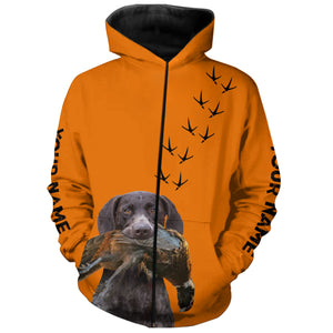 German Shorthaired Pointer Dog Pheasant Hunting Blaze Orange custom Name Hunting Hoodie, T-shirt FSD3968