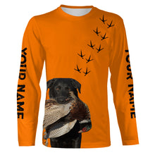 Load image into Gallery viewer, Pointing Dogs Breeds Pheasant Hunting Custom Name Blaze Orange Long Sleeve Shirts for Bird Hunter FSD4018