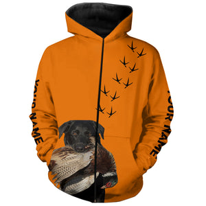 Black Labs dog Pheasant Hunting Blaze Orange custom Name Hunting Hoodie, T-shirt FSD3976